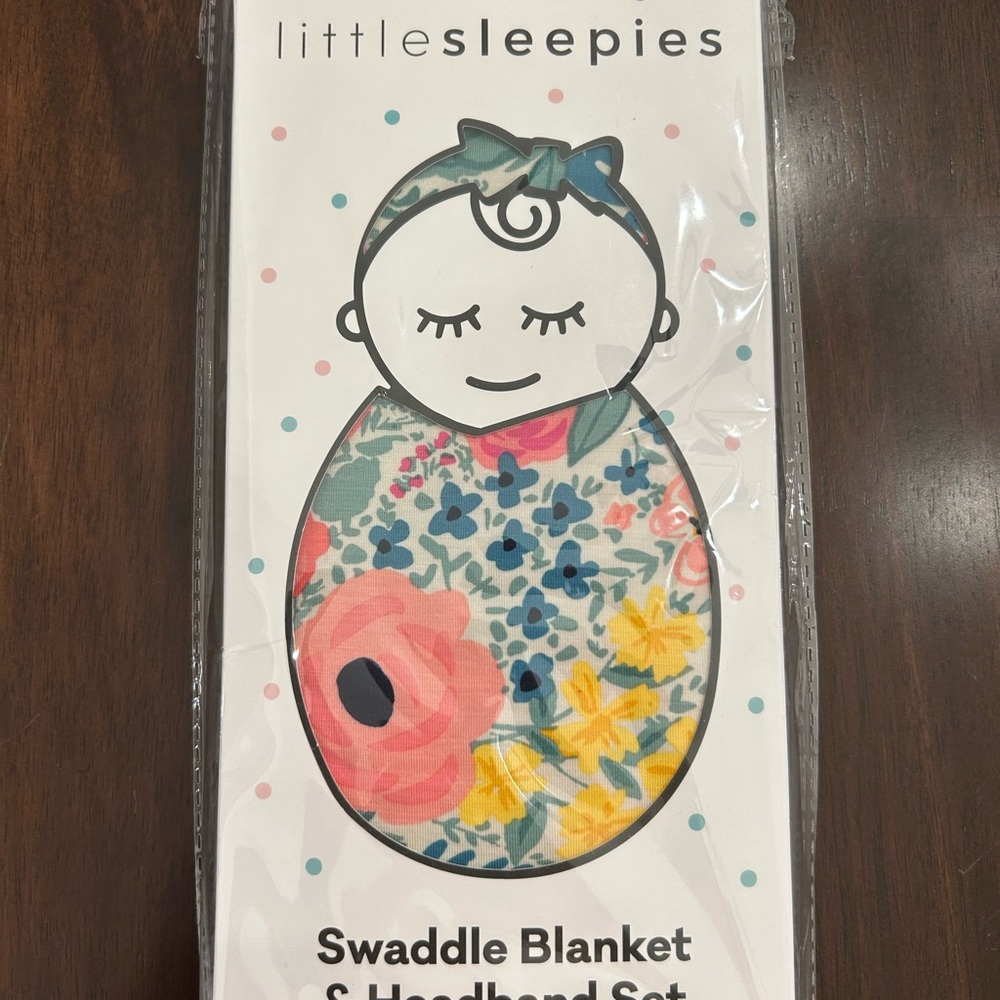 Little Sleepies Secret Garden Swaddle & Headband Set